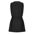 thumbnail image 4 of Jerdar Women Casual Drawstring Sundress Sleeveless Crewneck Elastic Waist Short Dress with Pockets for Daily Vacation XXL, 4 of 8