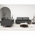 thumbnail image 3 of 2 Piece Mid-Century Square Arm Leather Sofa Living Room Set - Sofa Width:70" &Loveseat Width:58" Brown, 3 of 5