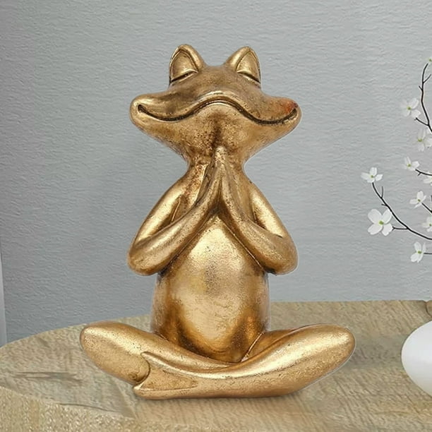 Estatua de rana para yoga, decoración moderna para sala de estar, escritorio, jardín, oficina pequeña, regalo único, marco de metal, para dormitorio