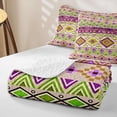 thumbnail image 4 of Castle Fairy Boho Tribal Band Twin Quilt Set 2 Pieces,Vintage Aztec Diamond Twin Coverlet Set,Purple Lime Cream,1 Bedspread and 1 Pillowcase, 4 of 7