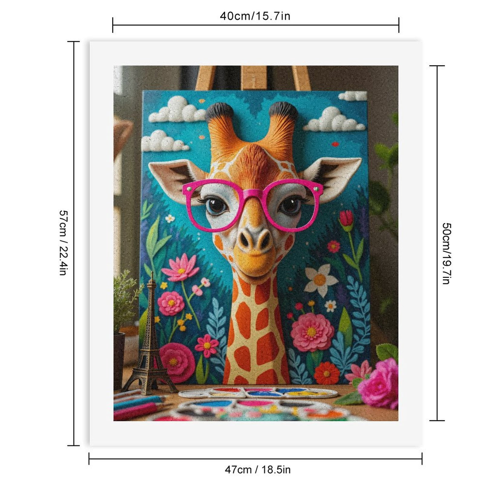 Paint By Numbers Kit for Adults Beginner - Giraffe Glasses Art Flowers Painting DIY Canvas Painting Kits for Adults, Frameless Paint By Number for Adults for Home Wall Decor 16x20 Inch