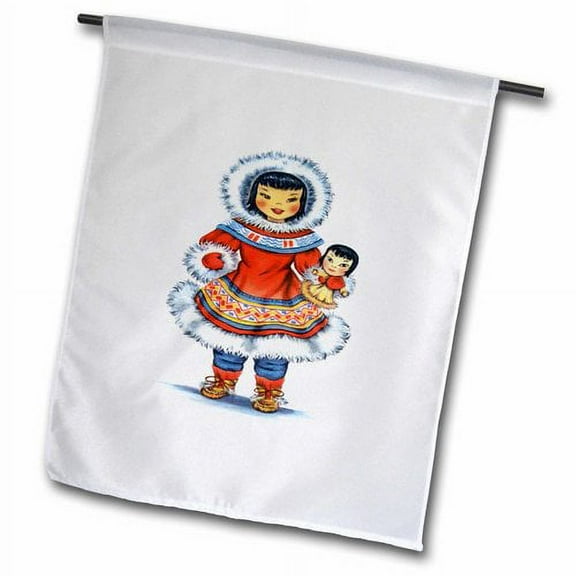 3dRose, Print of Retro Eskimo Doll In Color, 12 x 18 inch Garden Flag