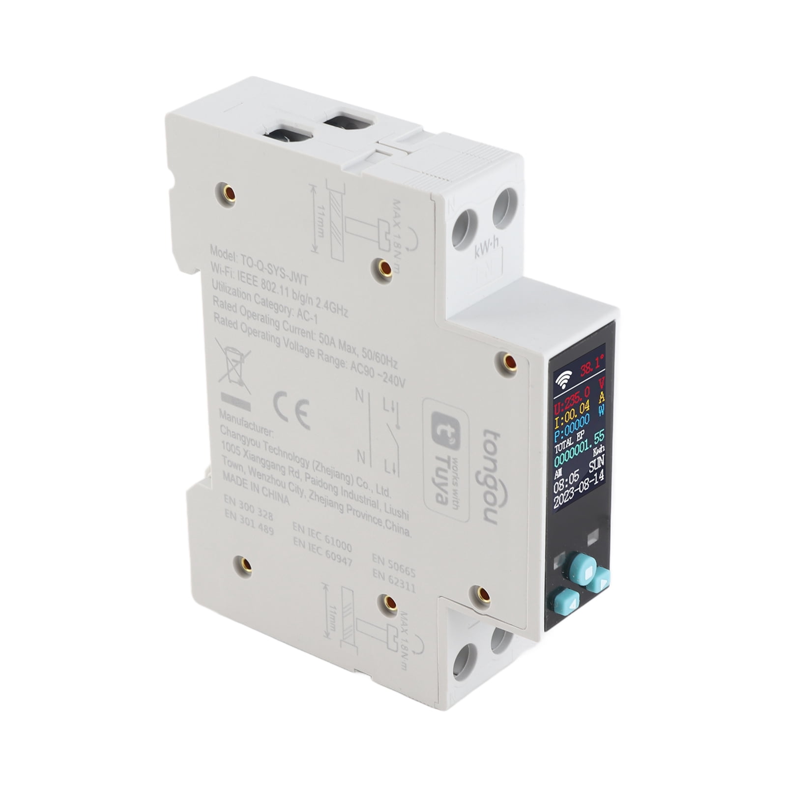 For For Tuya Wifi 35mm DIN RAIL Switch Intelligent Meter Circuit Breaker LED Energy Meter KWh Power Timer Relay APP Control With Metering And Prepaid Function