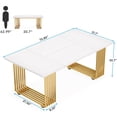 thumbnail image 2 of KIOOTTO 71 Inch Modern Executive Desk, White & Gold Dining Table for 6-8 People, Large Glam Computer Desk with Gold Metal Legs, Heavy Duty Office Workstation & Conference Table, 2 of 7
