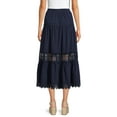 thumbnail image 4 of Time and Tru Women’s Tiered Maxi Skirt with Lace Trim, 4 of 5
