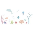 thumbnail image 1 of Colorful Fish Artwork for Kid's Bedroom Vinyl Wall Decal - Ocean Marine Animal Silhouette Art Design for Nursery Wall Decoration - Dolphin, Jellyfish, Octopus, Crabs, Starfish and Seahorse Coral Reef, 1 of 5