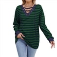 thumbnail image 3 of Sudadera Holgada Informal de Larga con Cuello Redondo y Bloques de Color para Mujer Azul Marino XL, 3 of 9