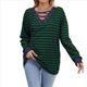 thumbnail image 3 of Sudadera Holgada Informal de Larga con Cuello Redondo y Bloques de Color para Mujer Azul Marino S, 3 of 9