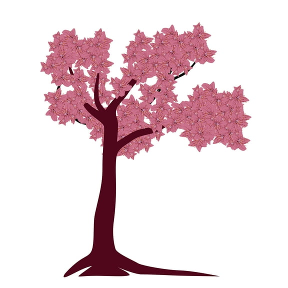Beautiful Cherry Blossom Tree Sticker-Vinyl Wall Decal - Sticker for Home Decoration, Nursey Room, Floral Art Easy To Apply & Removeable -Size 8" x 10".