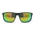 thumbnail image 2 of Mens Color Mirror 90s Classic Rectangle Sport Plastic Aerodynamic Sunglasses Grey - Green Mirror, 2 of 4