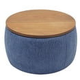 thumbnail image 3 of Clearance! Home Modern Round Velvet Storage Ottoman Foot Rest Vanity Stool/Seat with Gold Metal Legs & Tray Top Coffee Table, 3 of 7