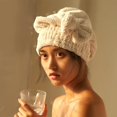 thumbnail image 3 of Toalla de baño de secado rápido para el cabello para mujer, gorro de toalla envolvente con lazo para Spa, accesorios de baño, gorros gruesos, gorro de ducha de diseñador, 3 of 5