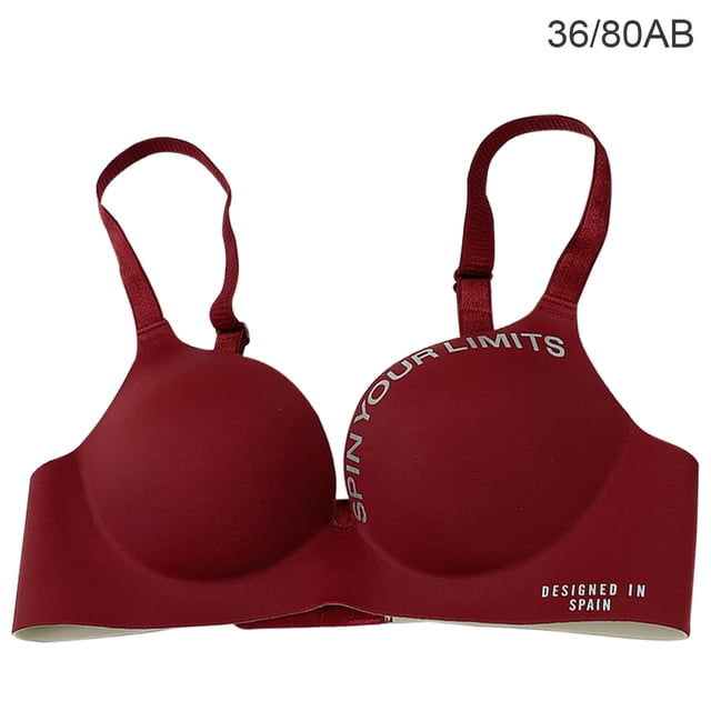Sujetador sin costuras para mujer, ropa interior inalámbrica, letras, copa fina, sujetador Hacer subir para niñas, rojo vino, 36 / 80AB Noticed AP001148-19B