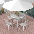 thumbnail image 2 of Gymax Table à Manger Rond de Patio 31,5 Pieds' pour 4 avec Trou pour Parasol 2 Pieds' Table d'Appoint d'Extérieur, 2 of 7