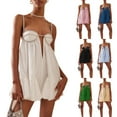 thumbnail image 4 of Femmes Lâches Bretelles Spaghetti Robe Strass Découpe Cocktail Partie Mini A-line Robes, 4 of 5