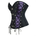 thumbnail image 6 of Women's Steampunk Gothic Corset, Vintage Lace-Up Bustier with Metal Clasps Halloween Costume Overbust Corset Purple XL, 6 of 8