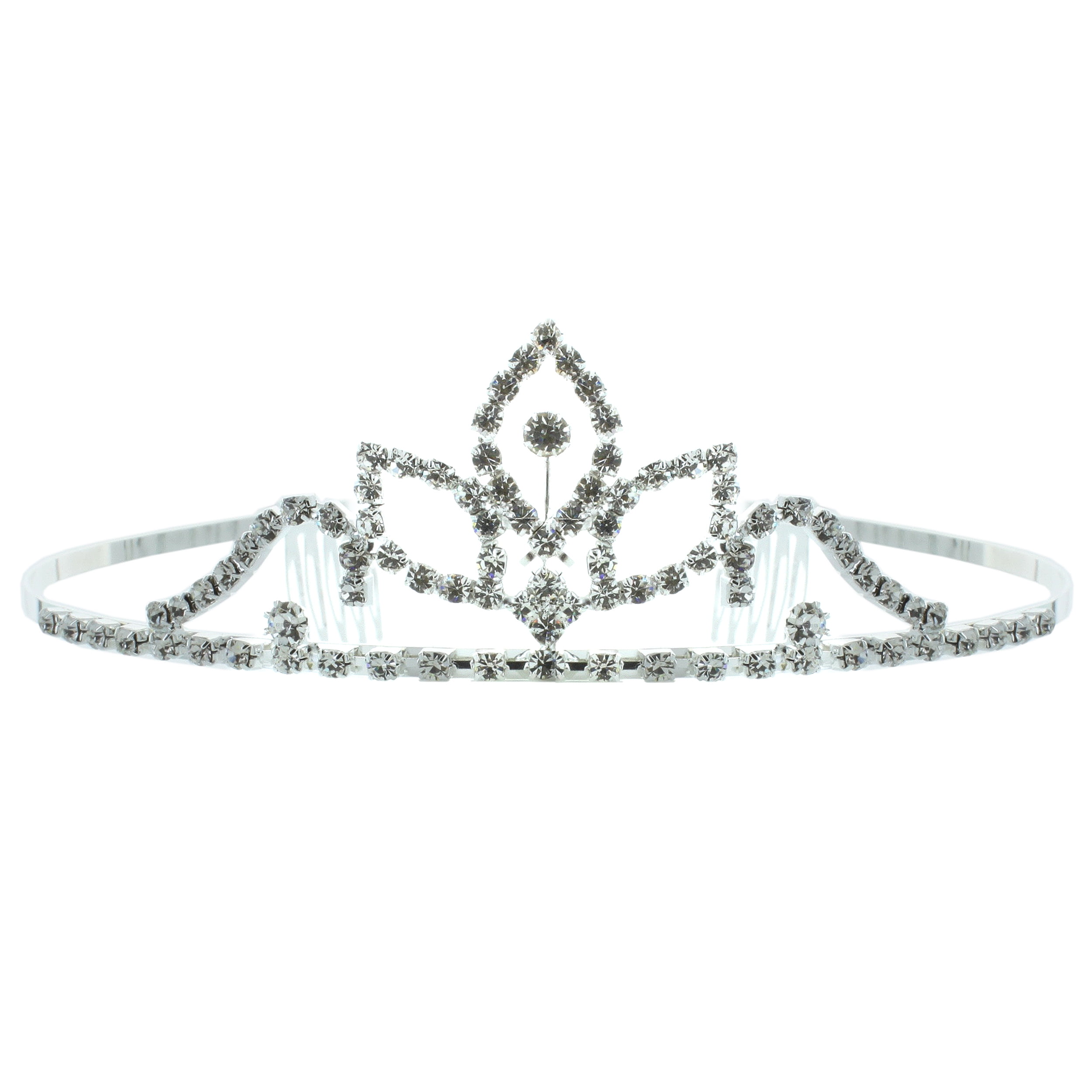 Kate Marie 'Kenya' Classic Rhinestones Crown Tiara with Hair Combs in