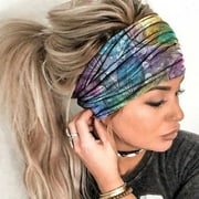SHIYAO New Women Fashion Print Headband Yoga Workout Elastic Headwraps Hair Band Scarf(Purple)