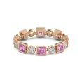 thumbnail image 2 of HeartsAndYou Princess Cut Natural Pink Sapphire Moissanite Bezel Set Band 14k SOLID Rose Gold, 2 of 9