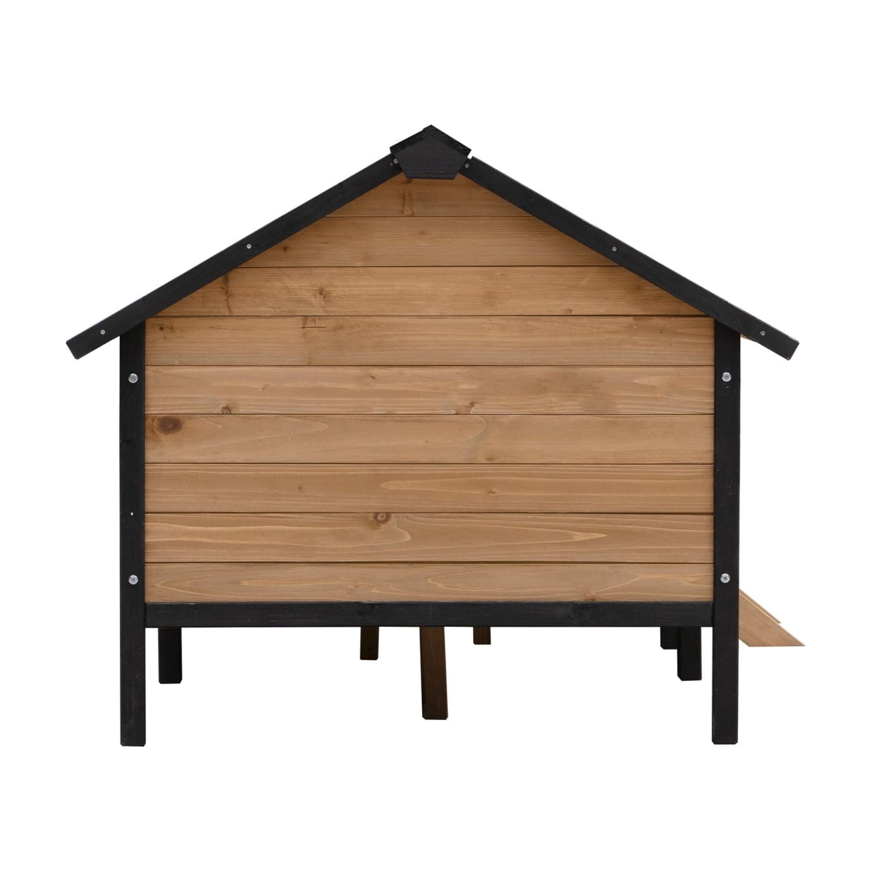 67'' Wooden Large Dog House w/Porch Deck,Iron Frame Dog Kennel for XL Dogs,Weatherproof Outdoor Dog House with Asphalt Roof,Elevated Cabin Style Pet Shelter,Honey