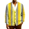 thumbnail image 2 of QHRMKOG Mens Cardigan Relaxed Fit Mardi Gras Carnival Print V Neck Cardigan Sweater Trendy Long Sleeve Button Cardigan Fall Kniteed Sweater Yellow M, 2 of 7