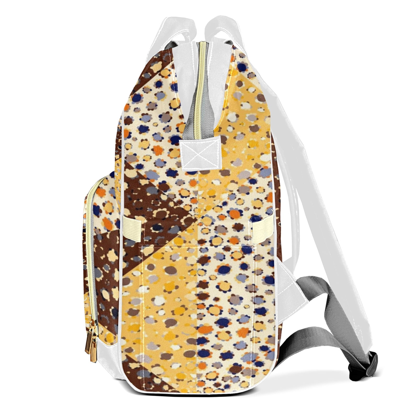 Abstract Flowers Diaper Backpack – Large Capacity, Insulated Baby Bottle Pocket, Multifunctional Mommy Bag for Boys & Girls