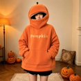 thumbnail image 5 of Halloween Hoodies for Women Pumpkin Mask Oversized Sweatshirt halloween pumpkin costume Hoodie Oversized Wearable Blanket with long sleeve Cozy Plush Pocket Hood, 5 of 9
