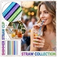 thumbnail image 2 of Reusable Plastic Flash Cup Straw, Glitter Coated Drinking Tube for Tumblers and Glasses, Eco Friendly Smoothie Straw for Home and Party Use, 2 of 6