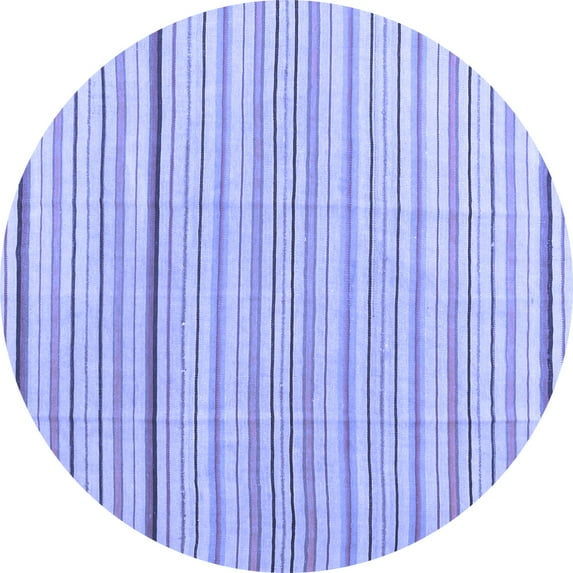 Ahgly Company Machine Washable Indoor Round Solid Blue Modern Area Rugs, 6' Round
