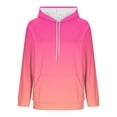 thumbnail image 6 of Qgtaibl Hooded Pullover for Women Trendy Gradient Color Raglan Long Sleeve Daily Hoodies Drawstring Kangaroo Pocket Comfy Fall Sweatshirts Hot Pink XL, 6 of 6