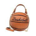 thumbnail image 2 of Bolso bandolera con forma de baloncesto, informal, con cremallera, de PU, para el trabajo y cosméticos. Marrón, 2 of 9