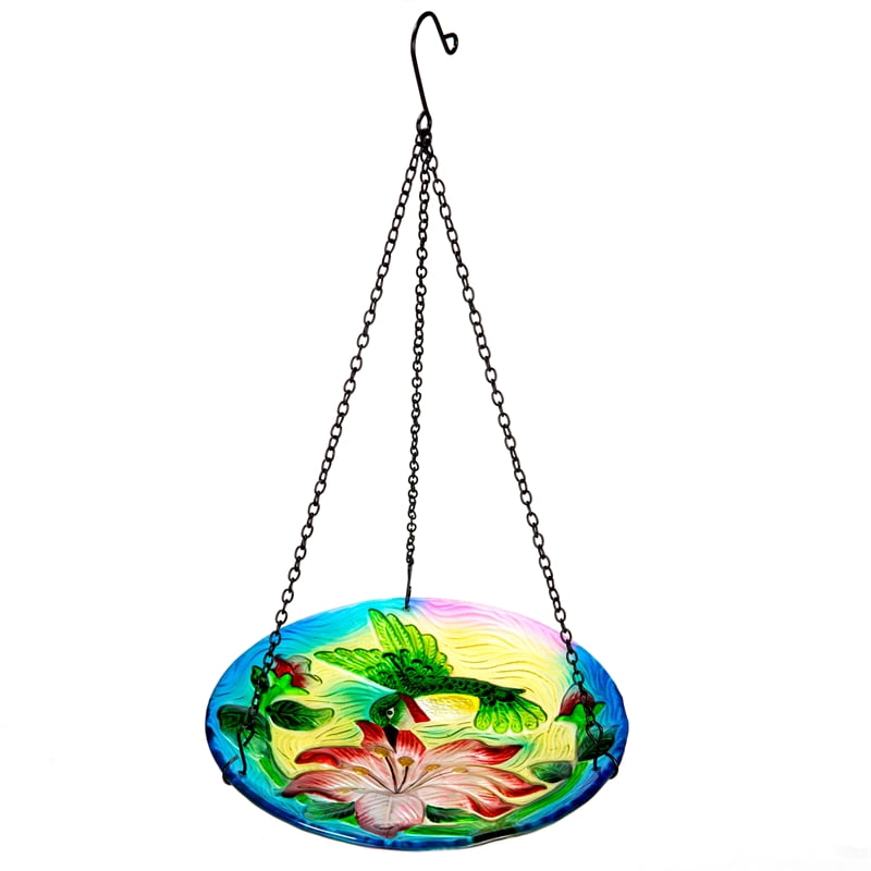 Luxen Home Hummingbird with Flower Hanging Bird Bath