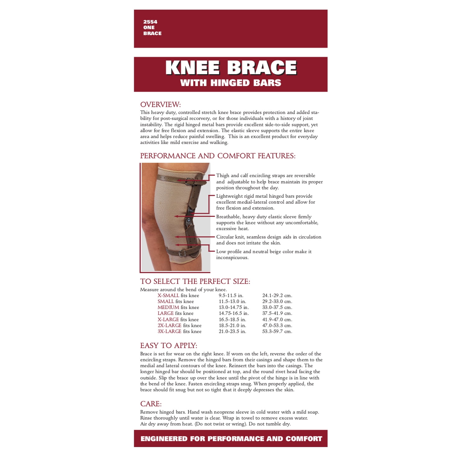 OTC Knee Brace with Hinged Bars, Beige, 2X-Large
