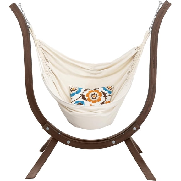 ONCLOUD 550 LBS Hand-Made Elegant Hammock Chair Stand Only, Premium Curved Wooden Hammock Stand for Various Hammock Chairs. Sun Protection & Rain Resistant, Sturdy Swing Stand for Patio, Garden, Yard