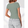 thumbnail image 4 of Womens Scoop Neck Short Sleeve Tops Slim Fit Ribbed Casual Basic T Shirts Tops, 4 of 6