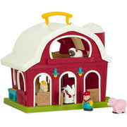 Battat – Big Red Barn – Animal Farm Playset for Toddlers 18M  (6Piece), Dark Red, 13.5" Large x 9" W x 12" H