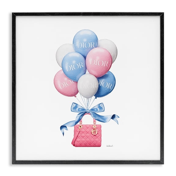 Stupell Industries Contemporary Pink & Blue Handbag Balloons Black Framed Giclee Art, 12 x 12, by Amanda Greenwood
