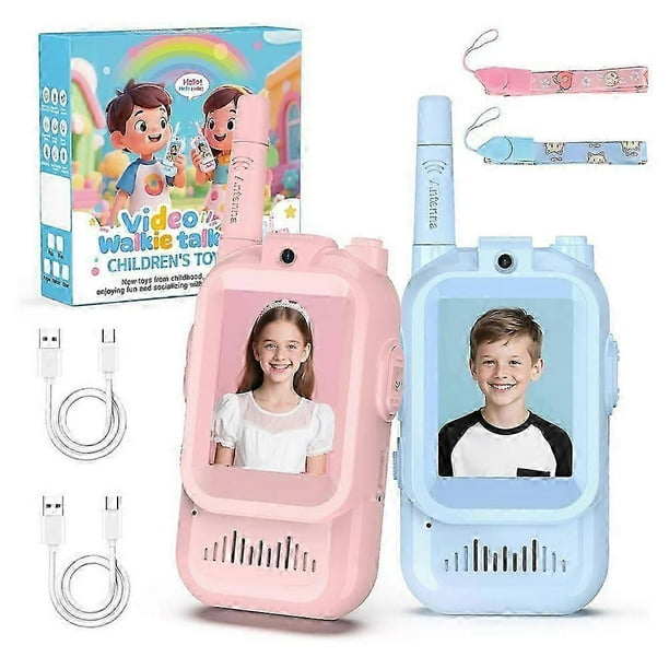 Video Walkie Talkies for Kids, 2 Pack Handheld Rechargeable Video Intercom with Video Camera, Voice Changer, 1.5km Range, for Boys Girls Ages 3-12