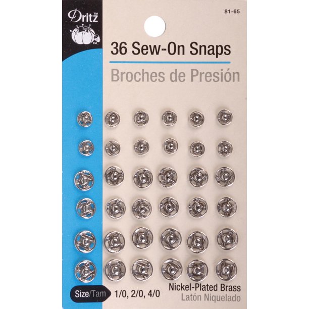 Dritz SewOn Snaps 36/PkgNickelPlated Brass Sizes 1,2 & 4 Walmart
