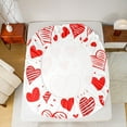 thumbnail image 5 of Castle Fairy Romantic Stripes Love Heart Full Size Sheets 4-Piece for Kids Teens Adults,Valentine's Day Festival Breathable Bed Sheets,Red White Lightweight Sheet Sets,Lightweight Room Decor, 5 of 7