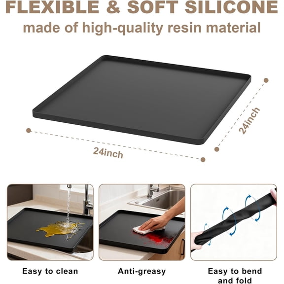 Mini Fridge Stand with Silicone Drip Tray Mat, Adjustable Height 9"-10.2" Washer Dryer Pedestal Stand with Stainless Steel Feet, Universal Appliance Base for Mini Fridge, Washing Machine, Dorm Room