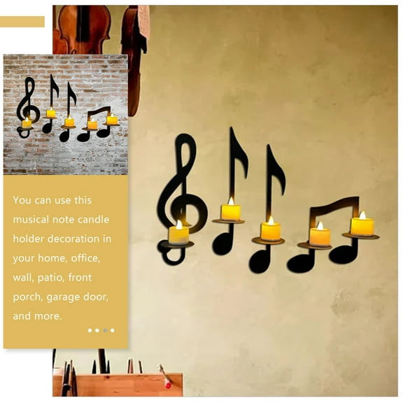 HONITANO 3Pcs Musical Note Wall Sconces Metal Wall Decor for Office and Patio Black 9.04X9.04X5.89In