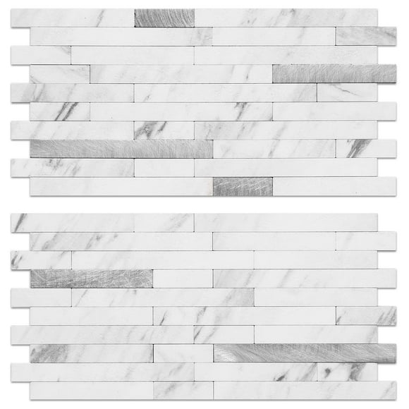 Azulejos de pared AULIGET de piedra sintética con aspecto de mármol blanco (PVC, 40 unidades)