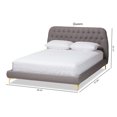 thumbnail image 6 of Baxton Studio Ingrid Glam and Luxe Light Grey Fabric Upholstered Gold Finished Legs Queen Size Platform Bed, 6 of 9