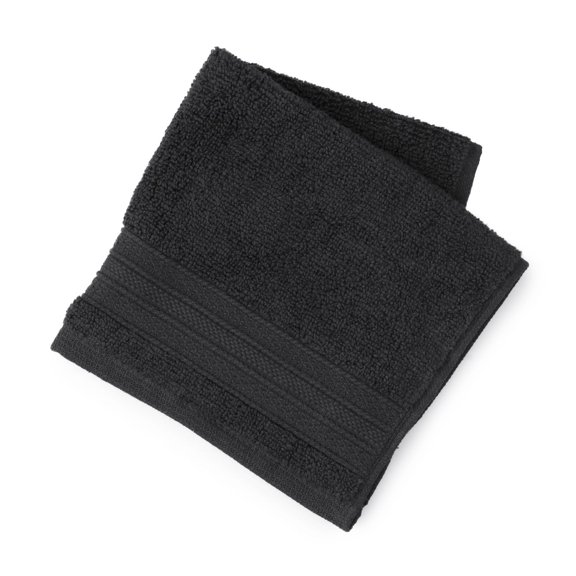 hometrends Solid 100% Cotton Washcloth, 1 Piece, 550 GSM, Highly Absorbent & Soft Bathroom Washcloth, Black