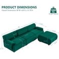 thumbnail image 2 of Tabaray Modular L-Shaped Sectional Couch, Modern Velvet Funky Bamboo Shaped Comfy Cloud 3 Seater Sofa with Ottoman for Living Room Apartment Office, 96" W, 2 of 7