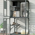 thumbnail image 6 of imerelez Catio Outdoor Cat Enclosure Window Access, 4 Tiers Cat House with Wheels, Resting Box & Waterproof Roof, Indoor Large Cat House Cage, Gray, 6 of 9