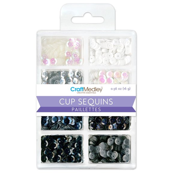 Craft Medley(TM) Creative Essentials Cup Sequins 7mm 0.56oz-Black & White Classic