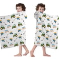 thumbnail image 4 of Cartoon Tractors Wheelbarrows White Pattern Hooded Bath Towel，60"x35" for Ages 3 To 12 Kids, Quick Dry Lightweight Soft Microfiber Hood Beach Towel Cover Up for Kids, 4 of 7