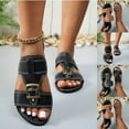 thumbnail image 7 of Xfvqtps Slide Sandals for Women Flat Buckle Decor Side Cutout Retro Leather Non Slip Outdoor Summer Sandals Brown, 7 of 7